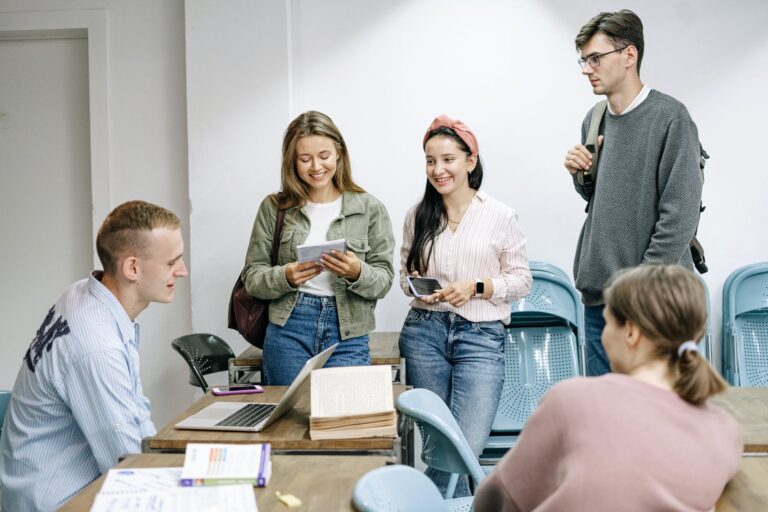 group of people studying together